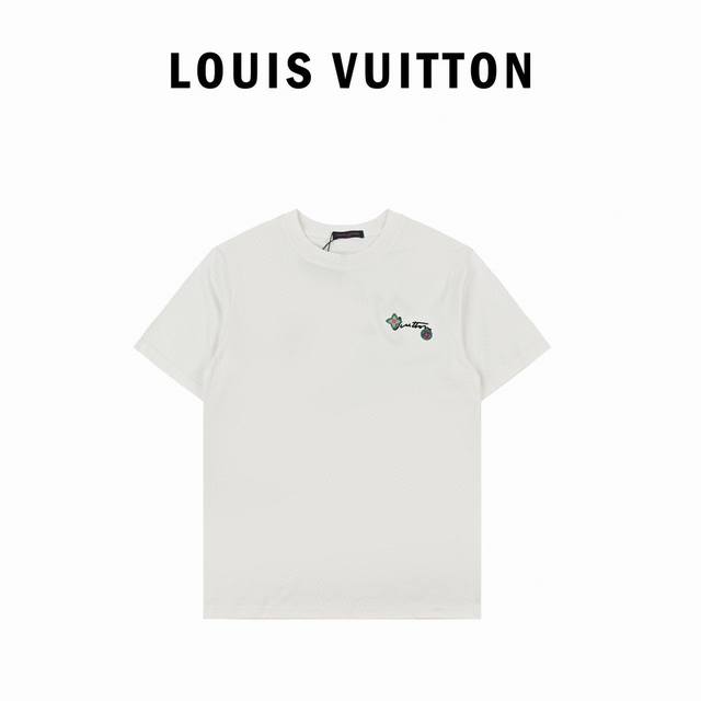 Louis Vuitton 25Ss floral letter embroidered short-sleeved T-shirt The fabric is