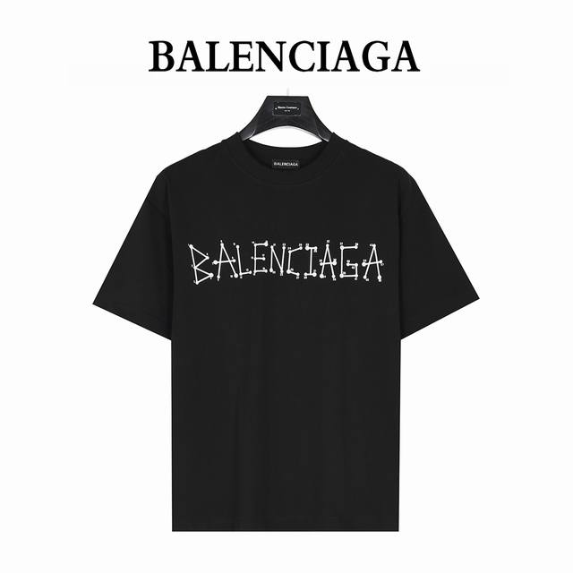 Balenciaga 25Ss Geometric Logo Double B Digital Flocking Short Sleeve T-shirt Cu
