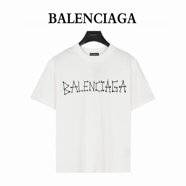 Balenciaga 25Ss Geometric Logo Double B Digital Flocking Short Sleeve T-shirt Cu