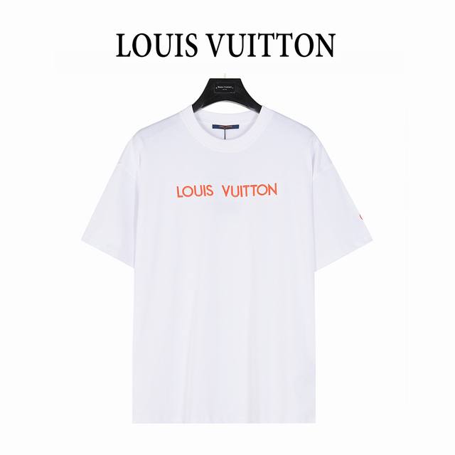 Louis Vuitton 25Ss red letter embroidered Logo short-sleeved T-shirt The fabric