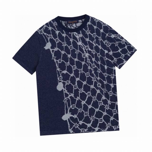 Louis Vuitton Summer new sailing fishnet jacquard knitted round neck short sleev