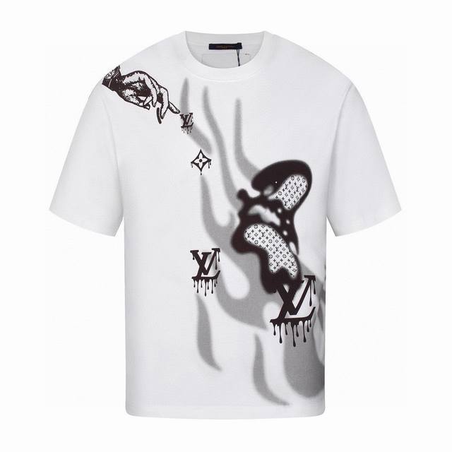 Louis Vuitton New summer exercise fire burning print round neck short-sleeved T-