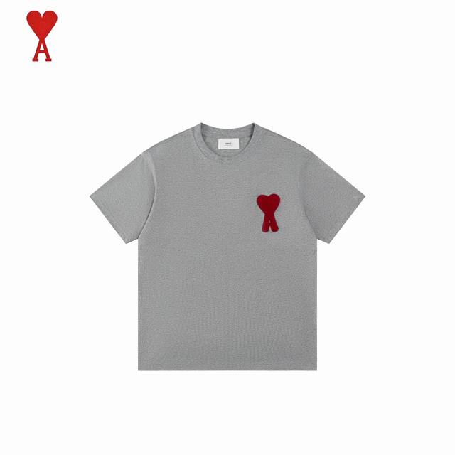 Ami 25Ss 3D Crocheted Heart Embroidered Short Sleeves Spring and summer are blen