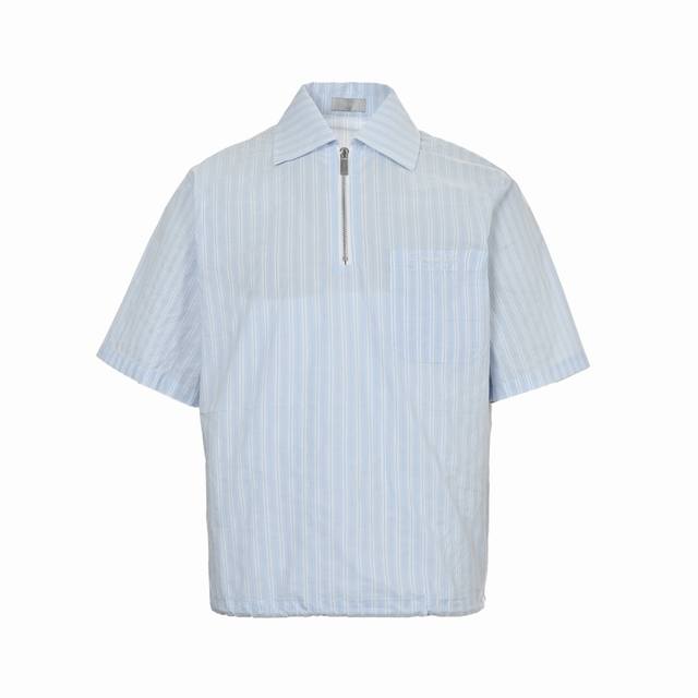 Dior 24Ss Logo Embroidered Half-Zip Striped Short Sleeve ShirtReinterpreting the