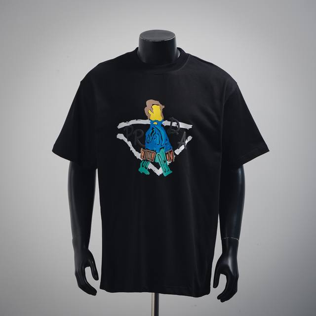 Prada 25Ss short-sleeved T-shirt with a handbag Made of top-grade 280g custom do