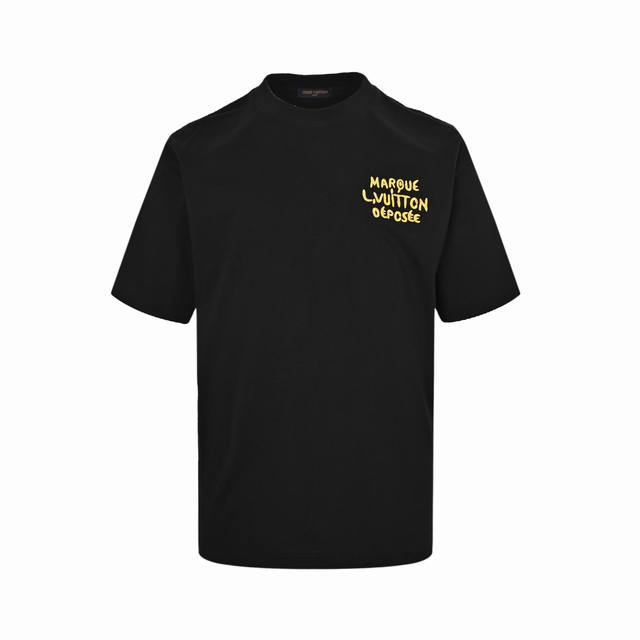 Louis Vuitton 25Ss short-sleeved shirt with embroidered letters on the chest DDD