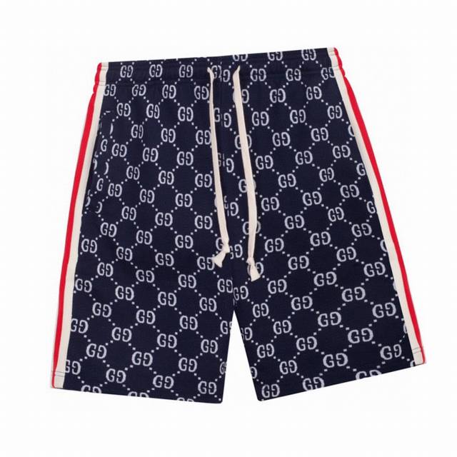 Gucci Summer new classic double G old flower jacquard casual shorts Red and whit