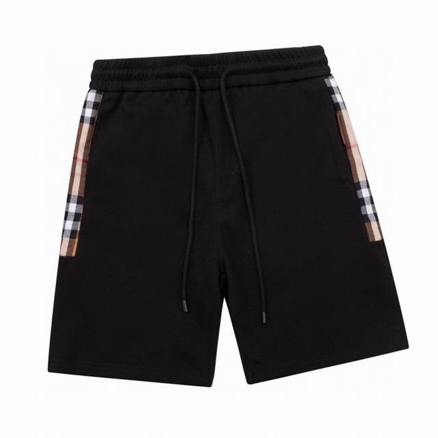 Buberry Summer new style, side plaid webbing splicing casual shorts shorts, high
