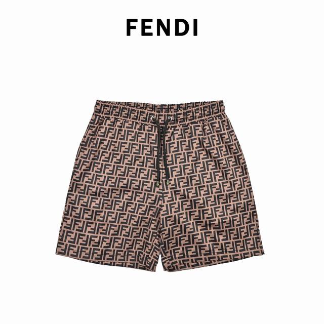 Fendi 25Ss double F full-print jacquard beach shorts Imported high-count and hig