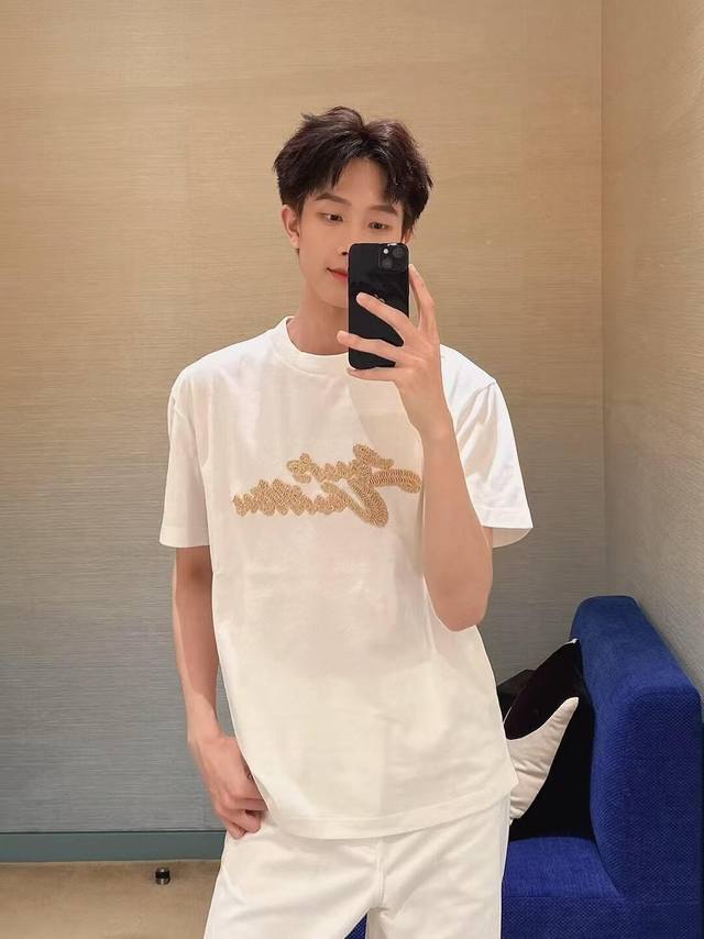 Upper body picture 1V 25Ss Straw rope logo short sleeve First time original pur
