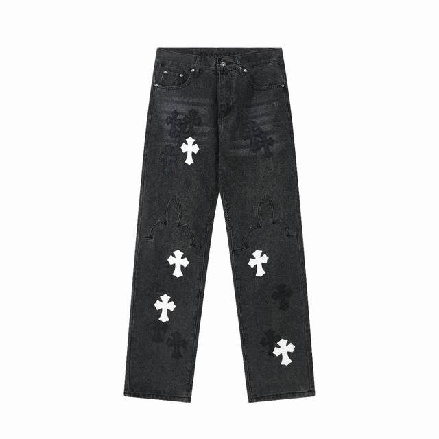 High version Chrome Hearts Chrome Hearts leather label cross washed distressed