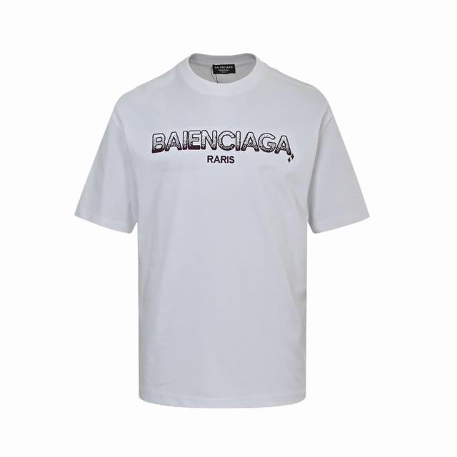 Balenciaga 25Ss gradient letter embroidered short sleeves The fabric is made of