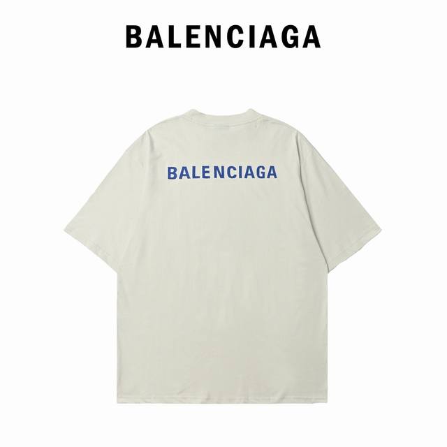Balenciaga Balenciaga Klein blue front and back embroidered letters short-sleeve