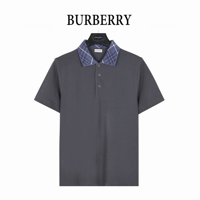 Burberry 25Ss Plaid Collar Splicing Lapel Short Sleeve Polo Shirt The same custo