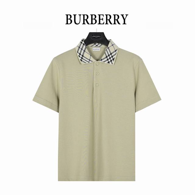 Burberry 25Ss checkered collar splicing lapel short-sleeved Polo shirt uses the