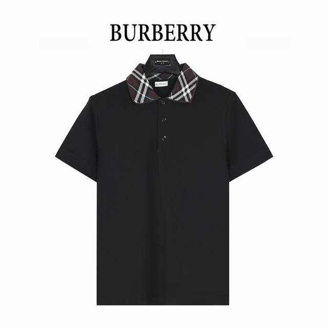 Burberry 25Ss Check Collar Splicing Lapel Short Sleeve Polo Shirt The same custo