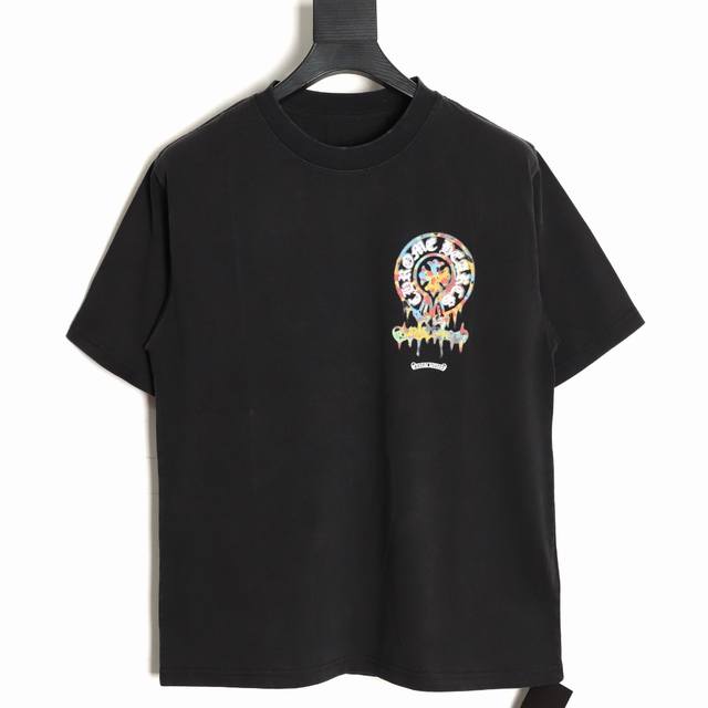 Chrome Hearts Chrome Hearts 25Ss colorful ink-splashed horseshoe short-sleeved T