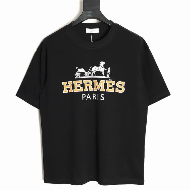 Hermes Hermes 25Ss large letter short-sleeved T-shirt The fabric is made of cust