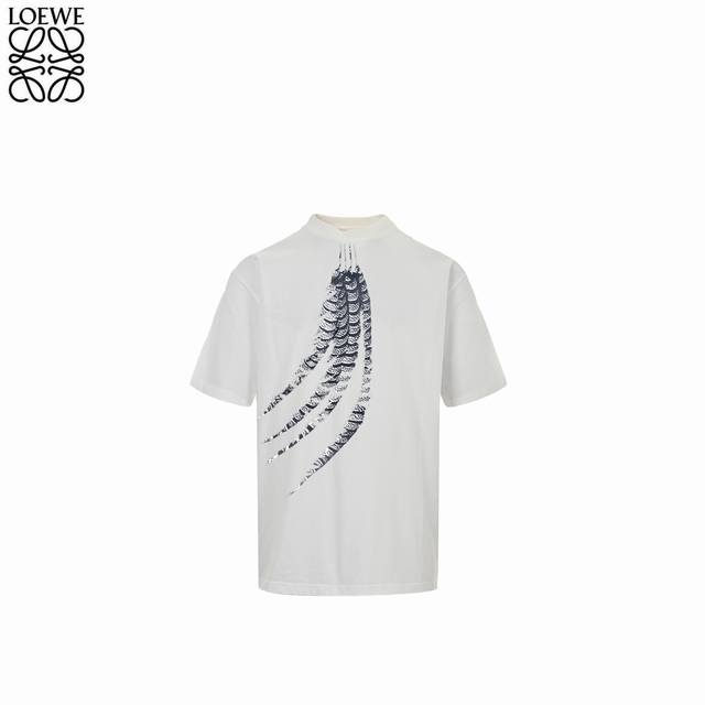 Loewe 25Ss feather print short-sleeved T-shirt 25Ss latest and top-level synchro