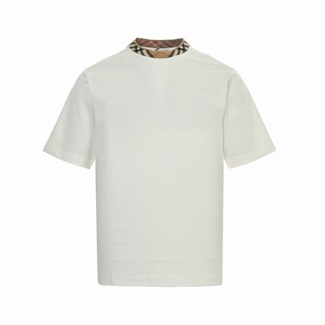 Burberry 25Ss Check collar patchwork short sleeves Burberry's new round neck T-s