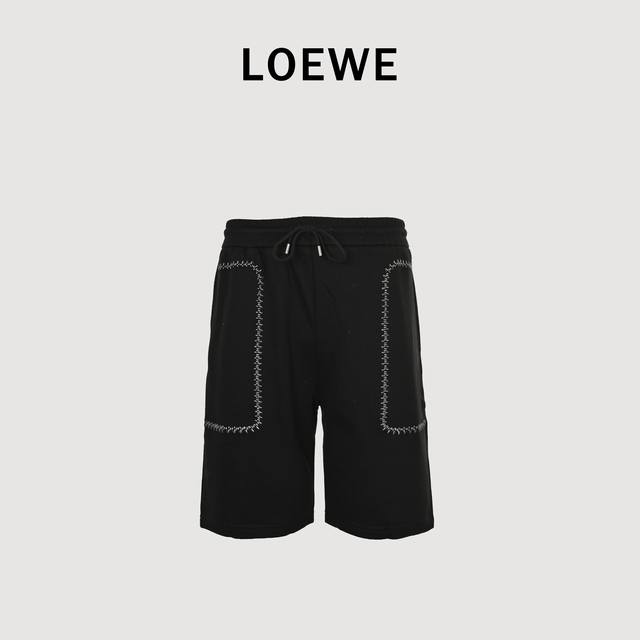 Loewe Herringbone Curve Embroidery Shorts The fabric is made of 380G pure cotton