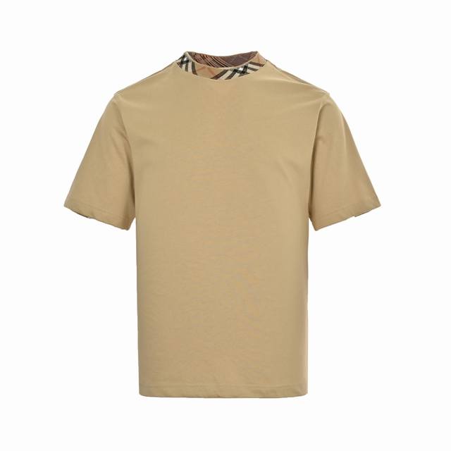 Burberry 25Ss Check collar patchwork short sleeves Burberry's new round neck T-s