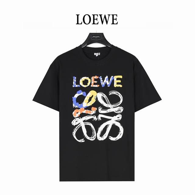 Loewe 25Ss graffiti painted letter logo printed short-sleeved T-shirt Made of hi