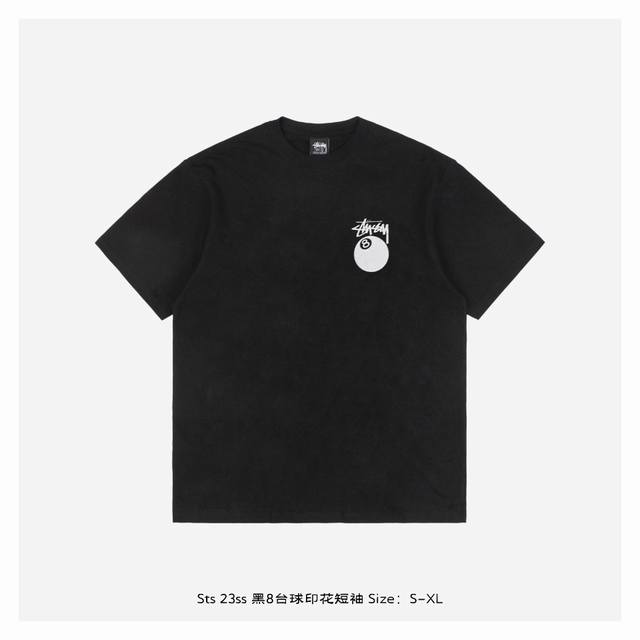 Stussy 23Ss Black 8 Billiards Print Short Sleeves The fabric is made of heavy co