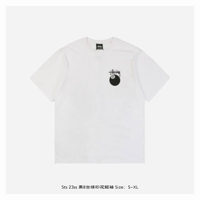 Stussy 23Ss Black 8 Billiards Print Short Sleeves The fabric is made of heavy co