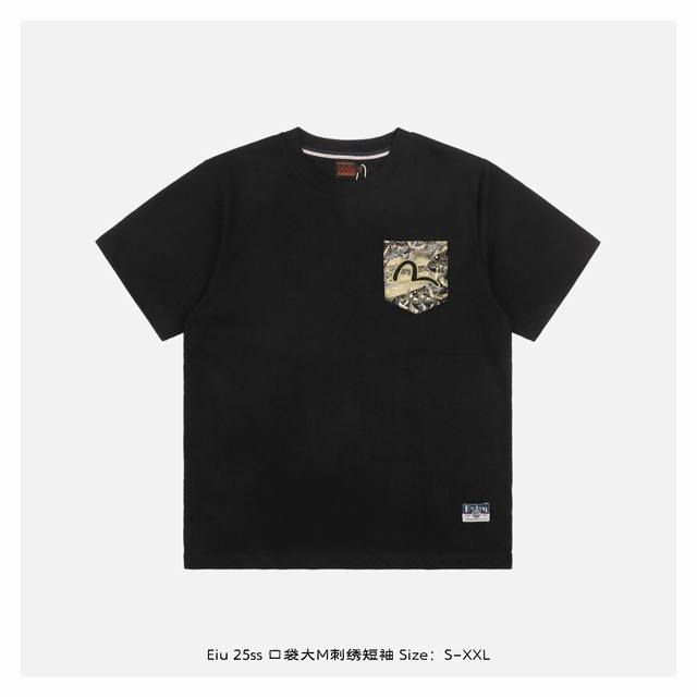 Evisu Fushen 25Ss pocket large M embroidered short sleeves The fabric is made of