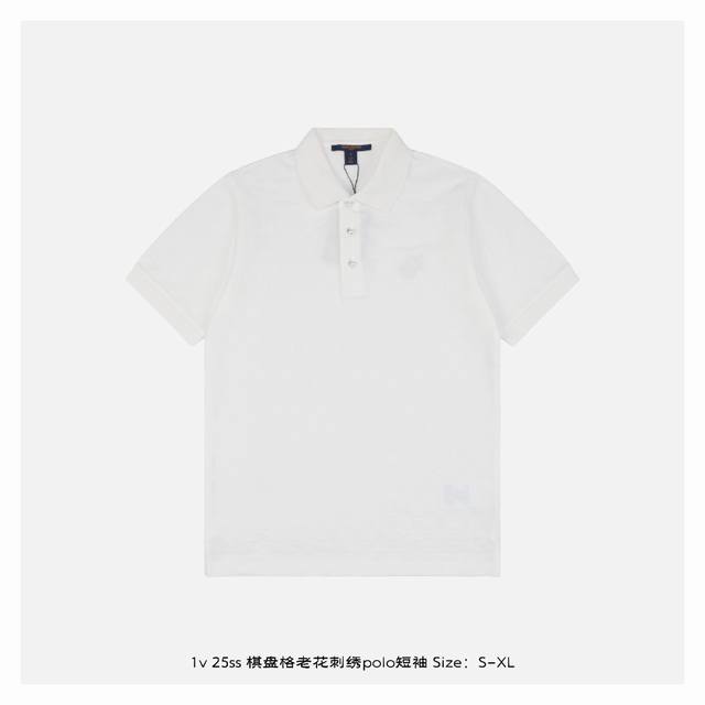 Lv 25Ss Checkerboard old flower embroidery Polo short sleeves Original custom ch