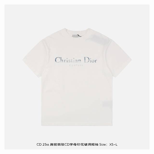 Dior 25Ss chest mottled Cd letter print ripped short sleeves original purchase a