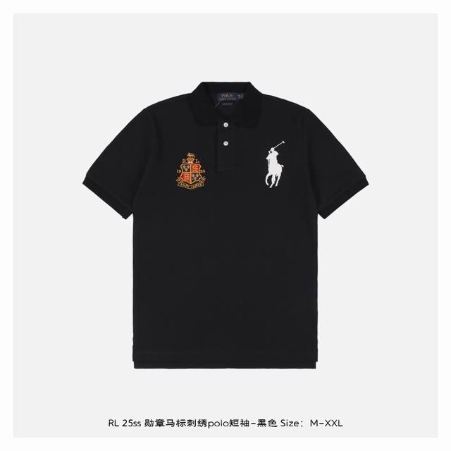 Ralph Lauren 25Ss Medal Horse Logo Embroidery Polo Short Sleeve - Black Cotton P