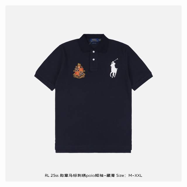 Ralph Lauren 25Ss Medal Horse Logo Embroidery Polo Short Sleeve - Navy Cotton Pi