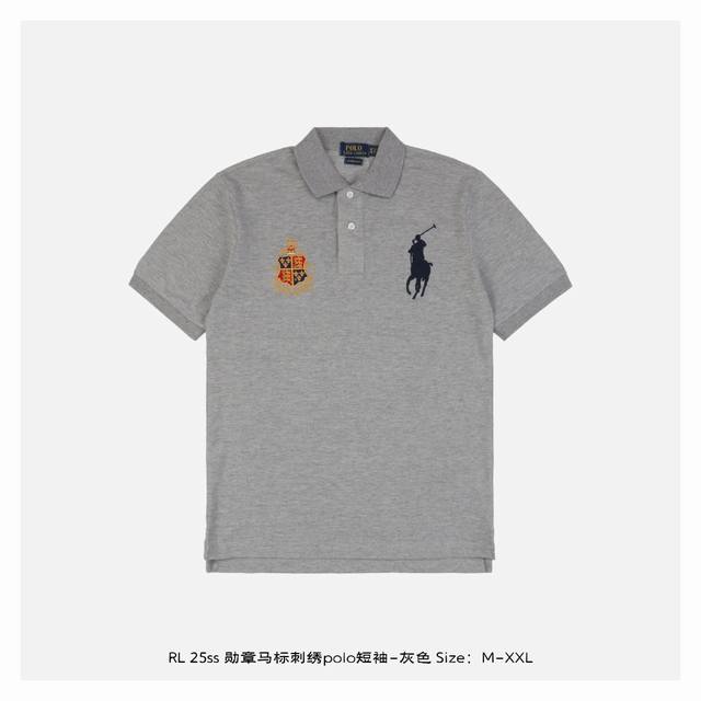 Ralph Lauren 25Ss Medal Horse Logo Embroidery Polo Short Sleeve - GrayCotton Piq