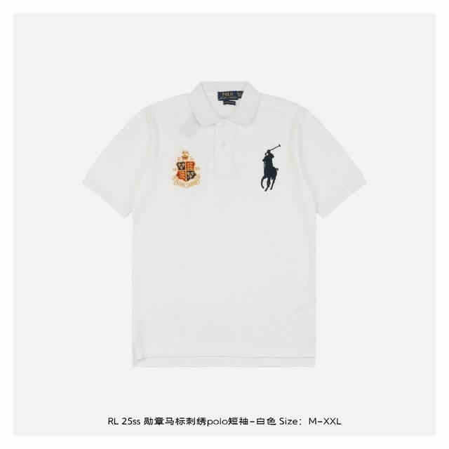 Ralph Lauren 25Ss Medal Horse Logo Embroidery Polo Short Sleeve - White Cotton P