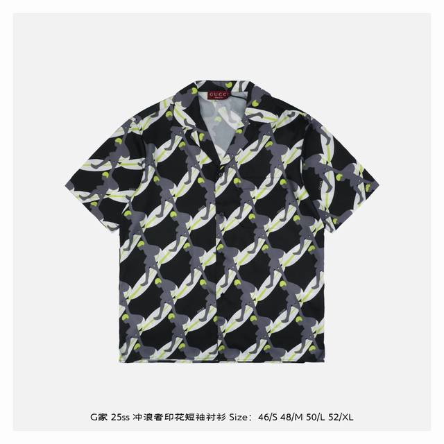 Gucci Gucci 25Ss surfer print short-sleeved shirt Made of mulberry silk tricolor