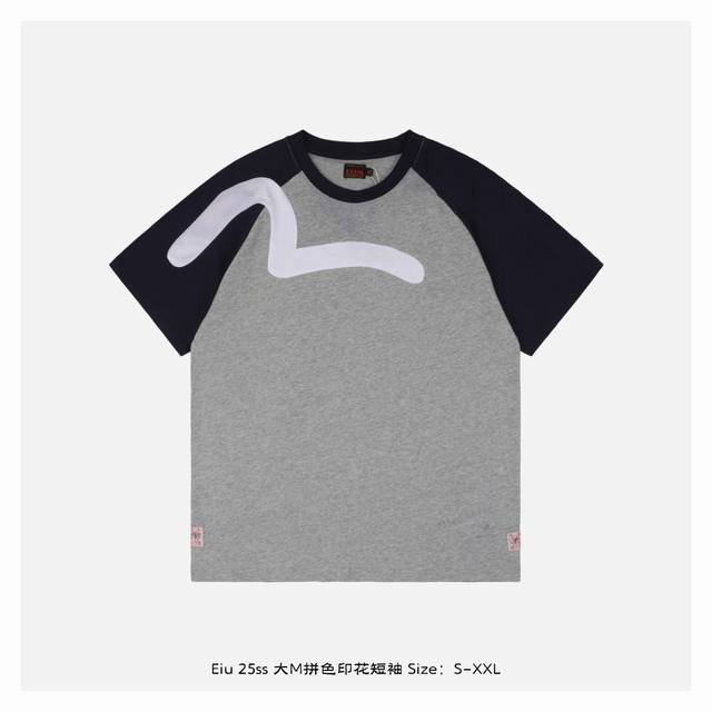 Evisu Fushen 25Ss Large M color matching printed short sleeves The fabric is mad
