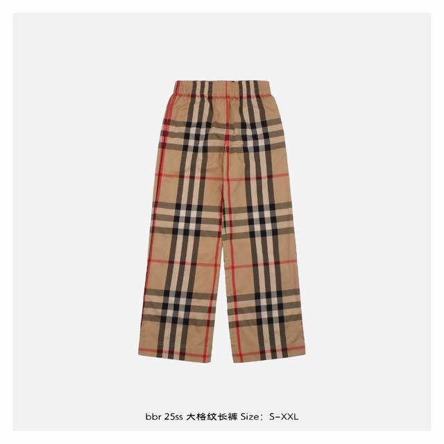 Burberry 25Ss large checkered trousers The fabric is made of high-quality cotton