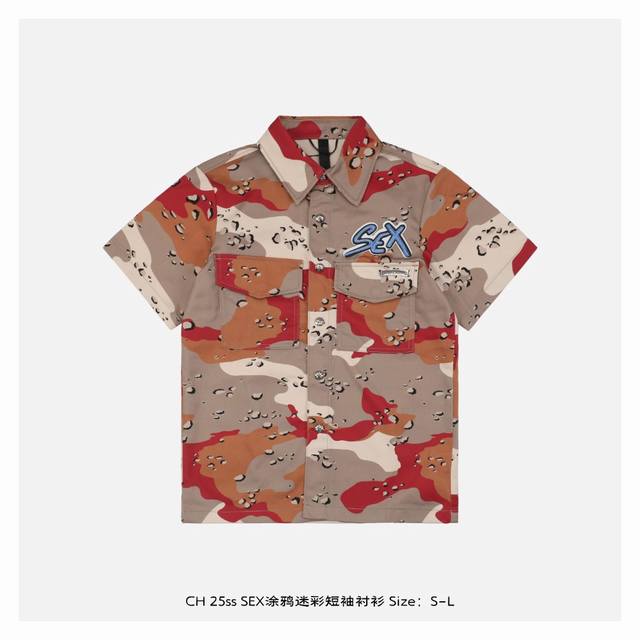 Chrome Heart Chrome Heart 25Ss Sex Graffiti Camouflage Short Sleeve Shirt Made o