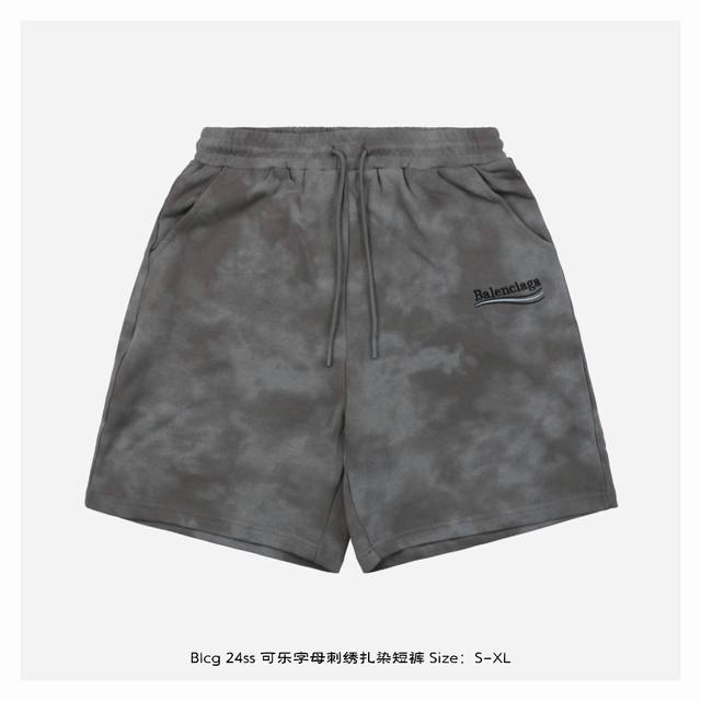 Balenciaga 24Ss Coke Letters Embroidery Tie-Dye Shorts The fabric is made of 380
