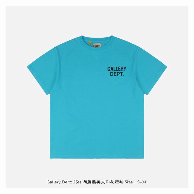 Gallery Dept 25Ss Lake blue black English print short sleeves The overall fabric