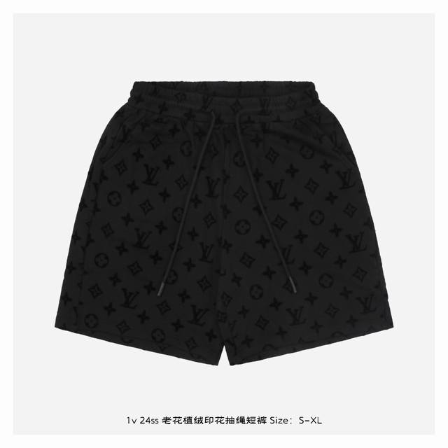 Lv 24Ss Old Flower Flocking Print Drawstring Shorts Machine washing is strictly
