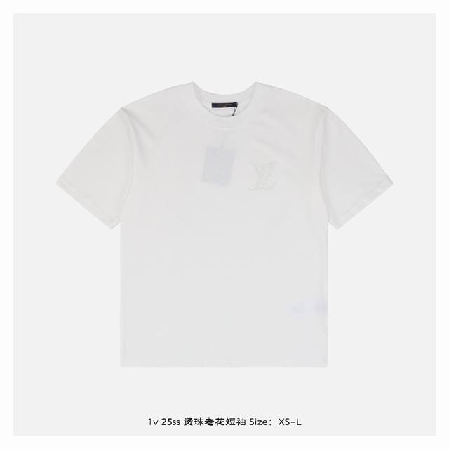 Lv 25Ss Hot Beaded Old Flower Short Sleeves The fabric is made of 260g combed co