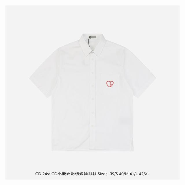Dior 24Ss Cd small heart embroidered short-sleeved shirt This shirt is carefully