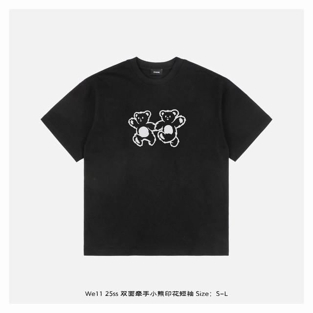 We11Done 25Ss Double-sided hand-in-hand bear print short-sleeve The fabric is ma