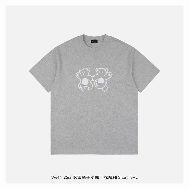 We11Done 25Ss Double-sided hand-in-hand bear print short-sleeve The fabric is ma