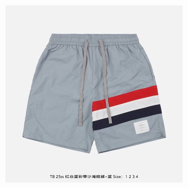 Thom Browne 25Ss Red, White and Blue Ribbon Beach Shorts - BlueInspired by the r