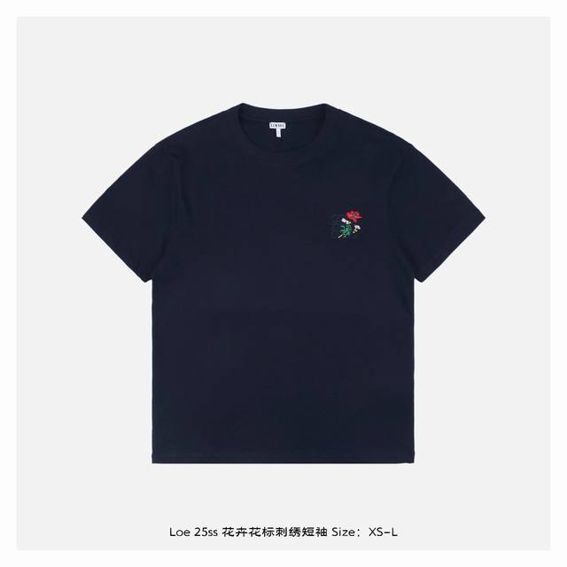 Loewe 25Ss floral logo embroidered short sleeves are made of 15S fine cotton pla