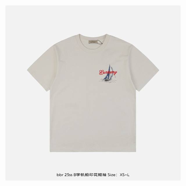 Burberry 25Ss B-shaped sailboat print short sleeves The fabric is made of 230g c
